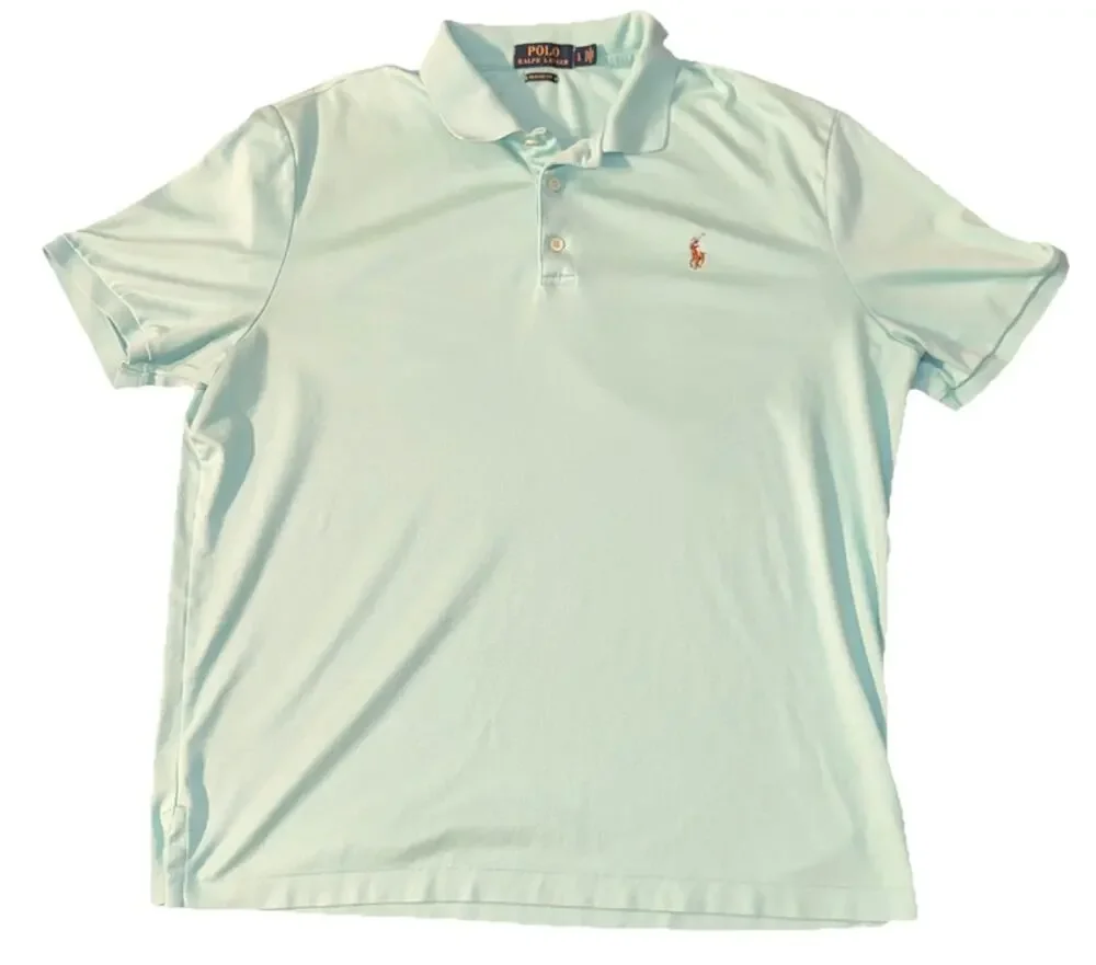Polo by Ralph Lauren Polo Shirt Mens Large Teal Classic Fit Pony Short Sleeve